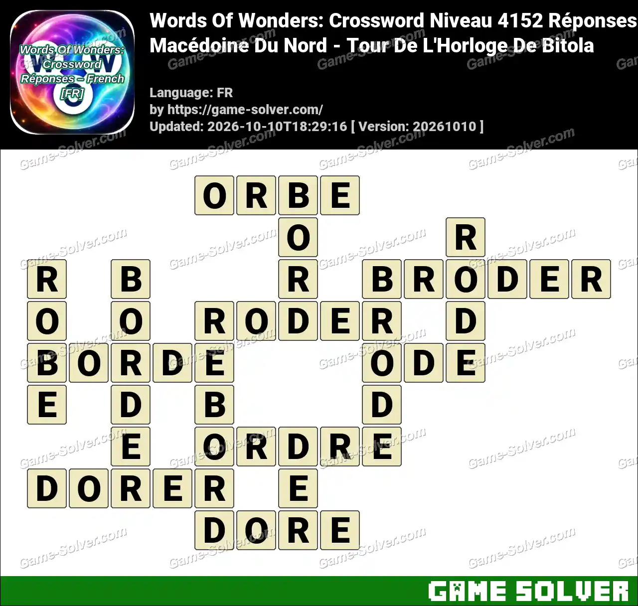 Words Of Wonders: Crossword Niveau 4152 Réponses – Macédoine Du Nord – Tour De L’Horloge De Bitola